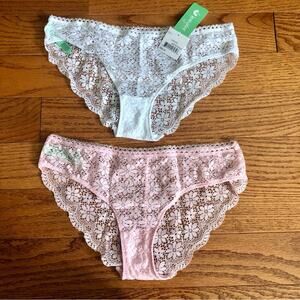 Honeydew Lace Allover Solid Pink White Seamless Bikini Women’s Size M NWT